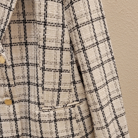 NWT Annie klein suit jacket white & black plaid w/silver sparkles size XL - Picture 6 of 9
